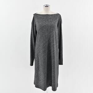 Eileen Fisher Womens Dress Size L Gray Organic Cotton Wool Lagenlook Long Sleeve